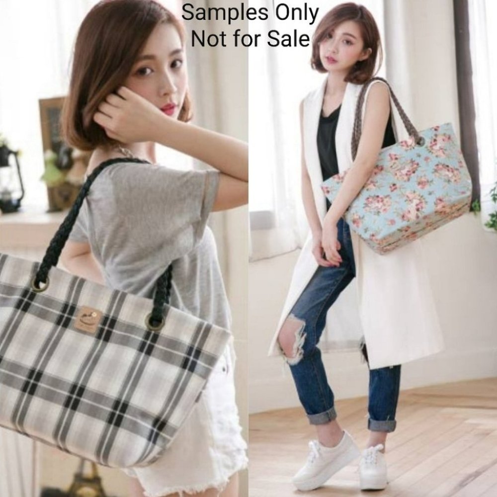 Waterproof Plaid Braided Woven Tote Shoulder Bag - Picture 7 of 11